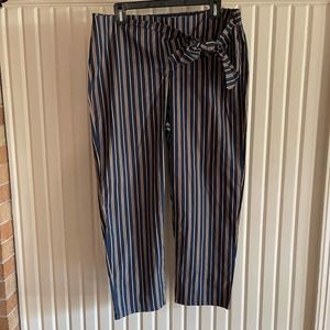 BeBop Cropped Ankle Pants Striped Blue Gold XL